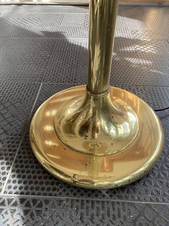Lampade: Stehlampe Messing mit Blumenmuster-Schirm, Vintage – Usato da Pratteln venduto da riq 3