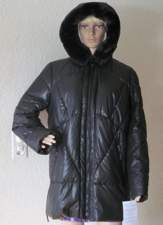 NEU schwarzer Lackmantel Regenmantel Wintermantel Gina S 44