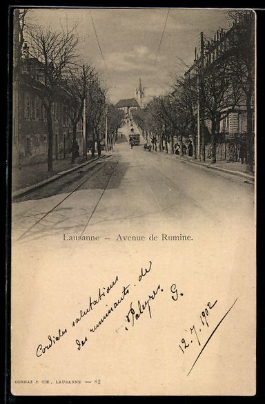Cartoline postali: AK Lausanne, Avenue de Rumine, 1902 – Usato da Berlin venduto da bartko-reher