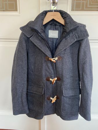 Herno-Daunen-Dufflecoat, Graublau, Jungen, 10 Jahre