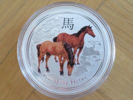 Lunar II Münze Pferd 2014 / 1OZ Silber Farbe