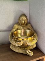 Deco Figurine Gorilla Holding Bowl Gold 41cm