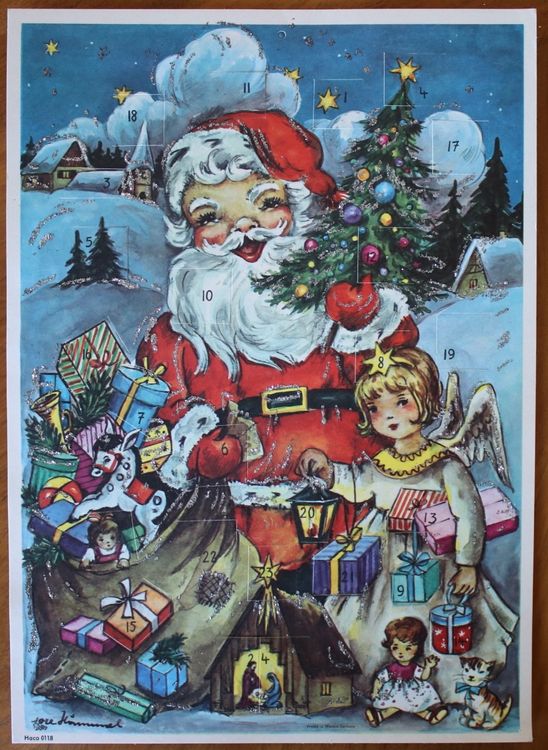 Alter Adventskalender mit Glitzer Lore Hummel 60er Jahre (Gebraucht