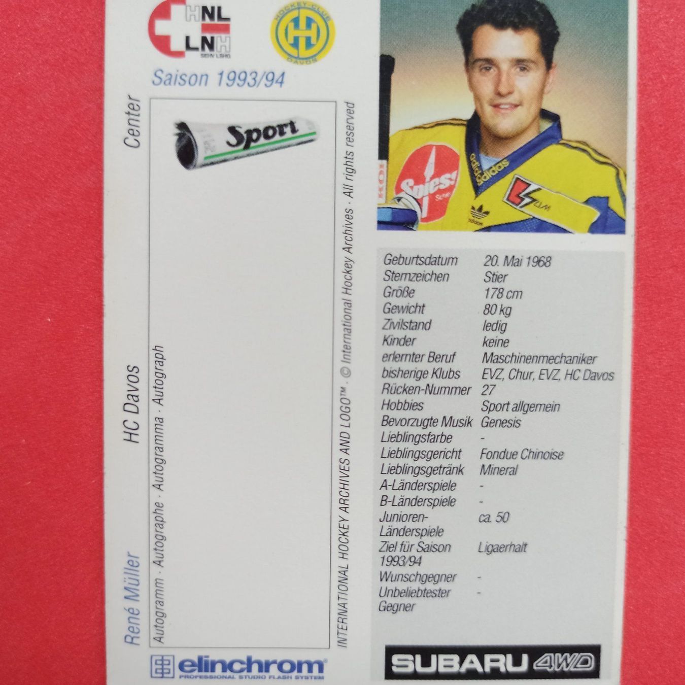 Carte collezionabili: René Müller - HCD - 1993/94 – Usato da Dübendorf venduto da kb86_MOVIE 1