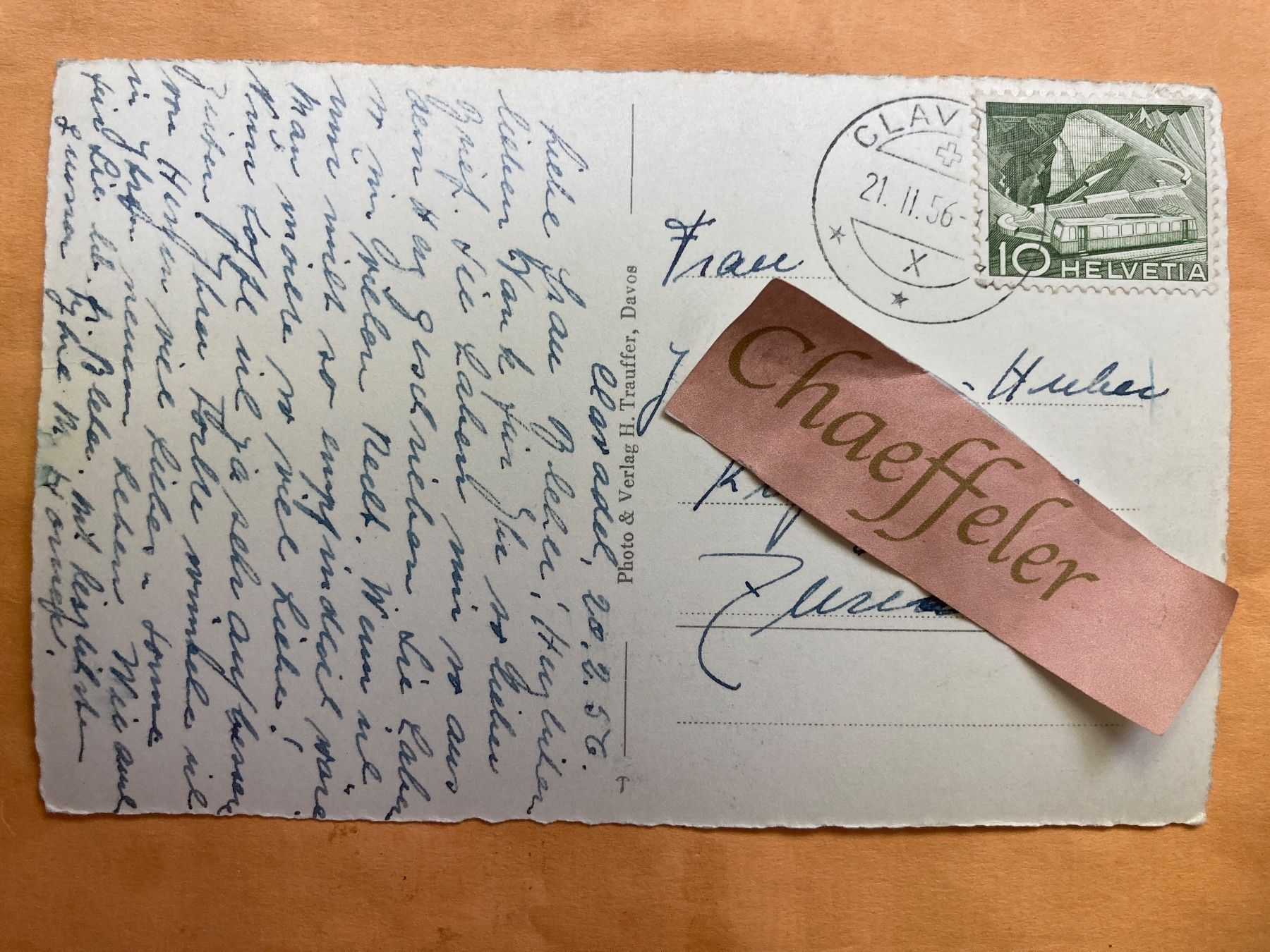 Cartes postales: 1956 Davos, Höhenpromenade – D'occasion à Zürich par Chaeffeler 1