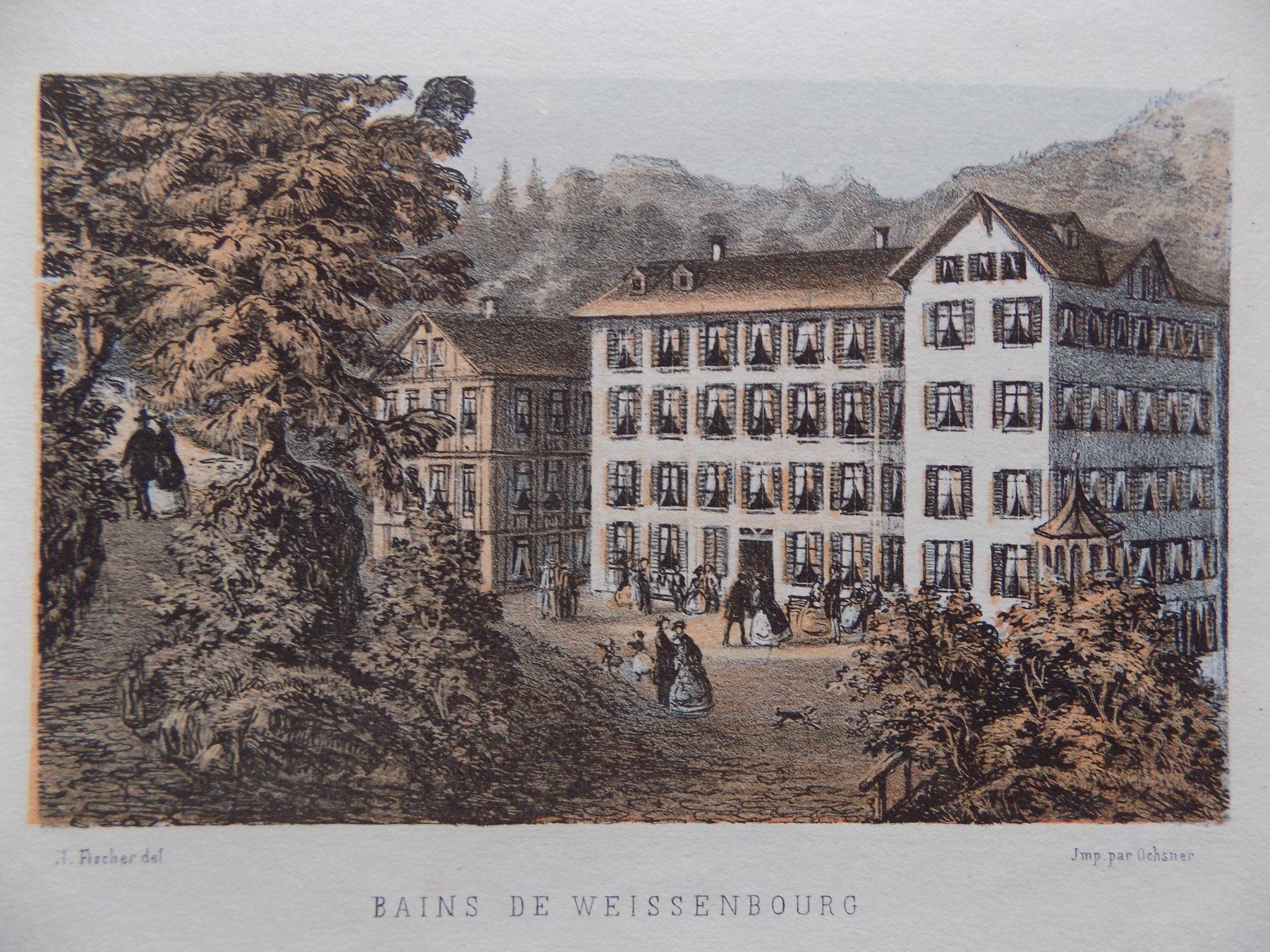 Incisioni: Bad Weissenburg getönte Lithographie – Usato da Risch venduto da Antikfee 1