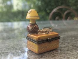 Limoges Stil Porzellan Schatulle Schreibtisch Lampe Buch