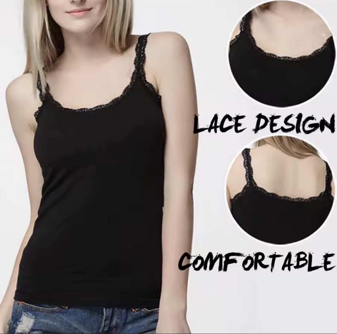 Altra biancheria intima: 4x Cotton undershirts black with lace – Nuovo (secondo la descrizione) da Bironico venduto da Koalaboss 6