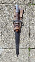 Schweizer Bajonett WF Neuhausen, antik, mit Lederfrosch 1893