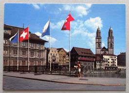 Zürich, Limmatquai, Rathaus u. Grossmünster