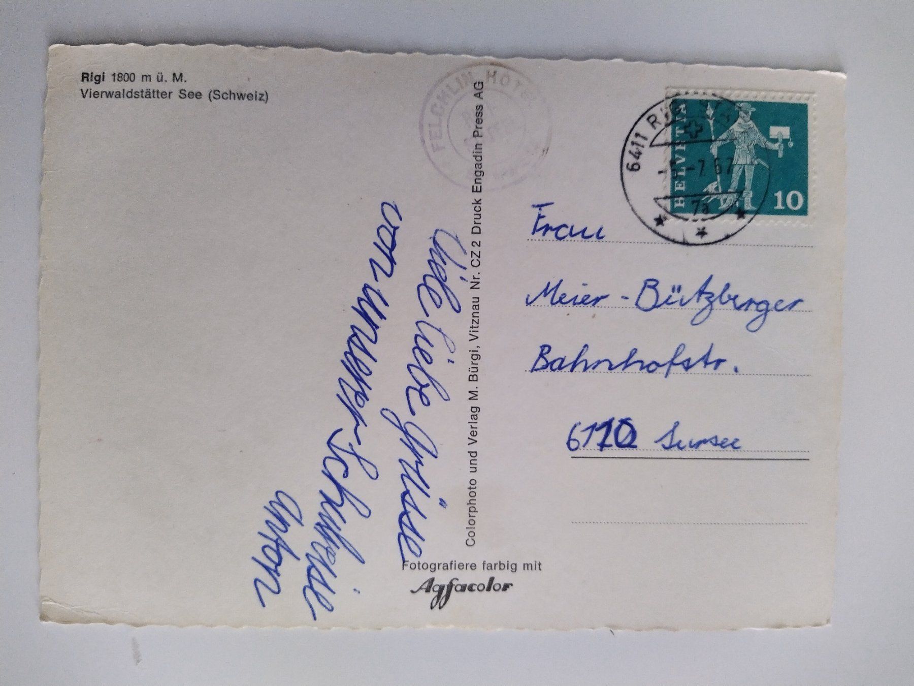 Cartoline postali: Originale Rigi 4 Bild AK, dat. 1967 – Usato da Ohmstal venduto da Lebensfreude05 1