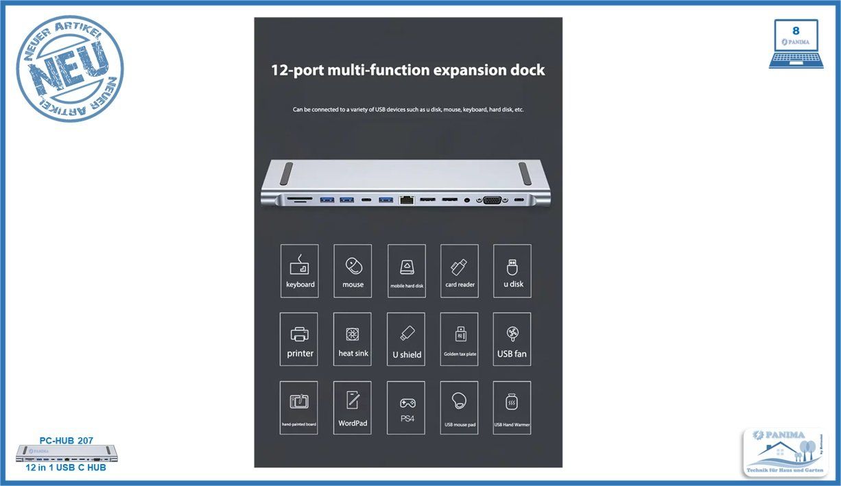 Hub & Switch: Dockingstation USB-C-12-in-1 HUB – Nuovo e nell'imballaggio originale da Luterbach venduto da PANIMA1 7