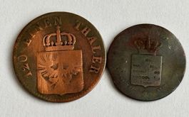 2 Scheidemünzen Preussen 1852 und unbekannt
