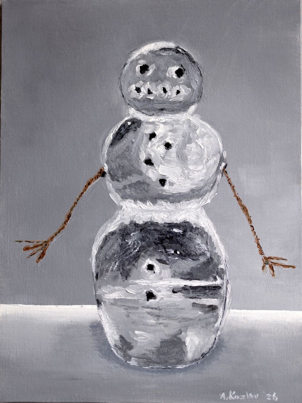 Dipinti: Andrey Kozlov, "Frozen snowman", Original – Nuovo (secondo la descrizione) da Rüschlikon venduto da and_kozlov
