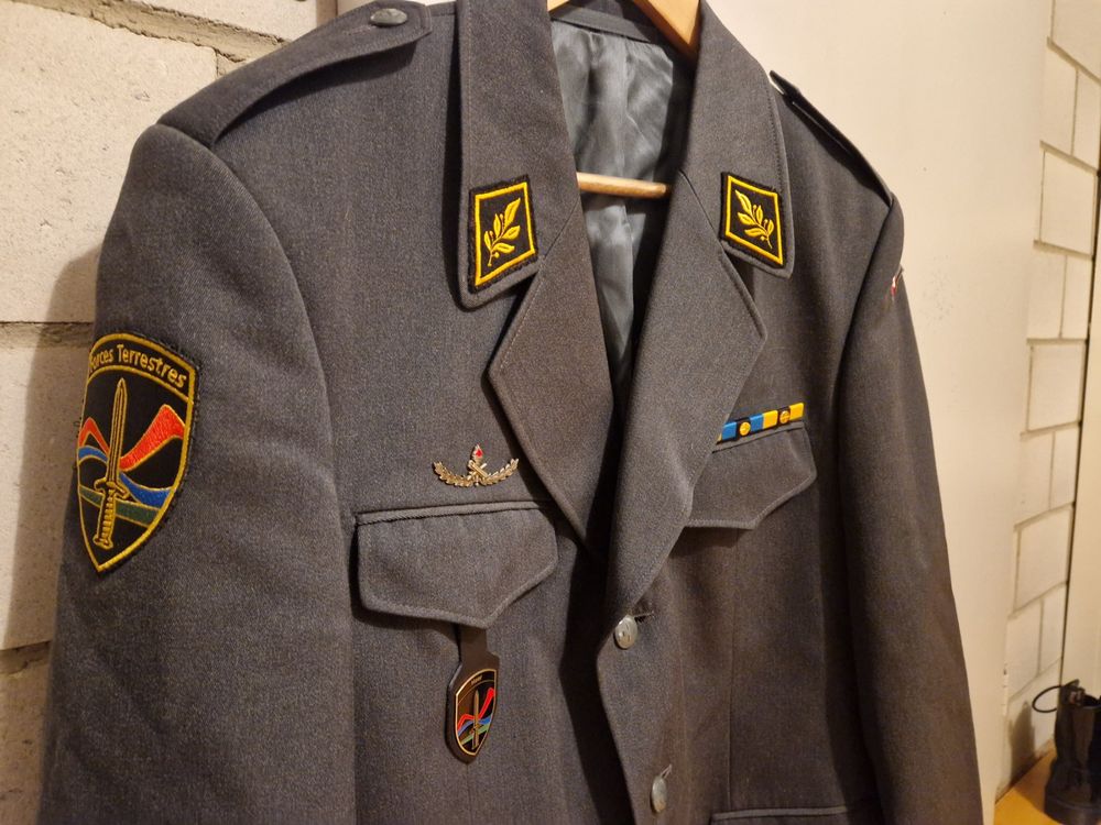 Veste Formelle Surplus Armée Suisse Vintage - Gris Foncé, 4 Poches, élégante, Occasion Très Bon état