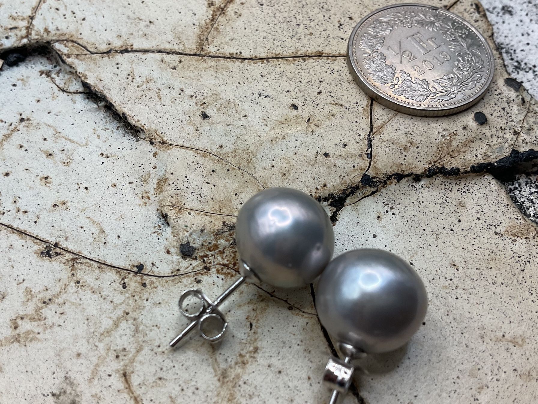 Orecchini pendenti & Orecchini a lobo: Ohrstecker mit grauen Edisonperlen ca.11mm – Nuovo (secondo la descrizione) da luzern venduto da Alpendorf1 1