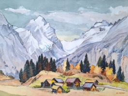 Aquarell Ferdinand Meyer-Streiff Leukerbad VS 1979