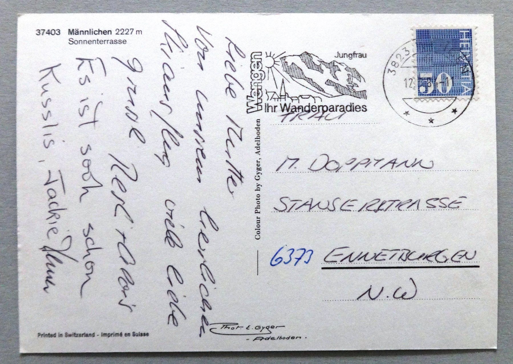 Cartes postales: Männlichen 2227 m, Sonnenterrasse – D'occasion à Fétigny par Billy2miny 1