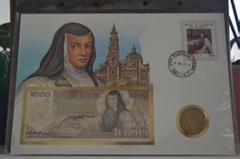Banknotenbrief mit Münze aus Mexico