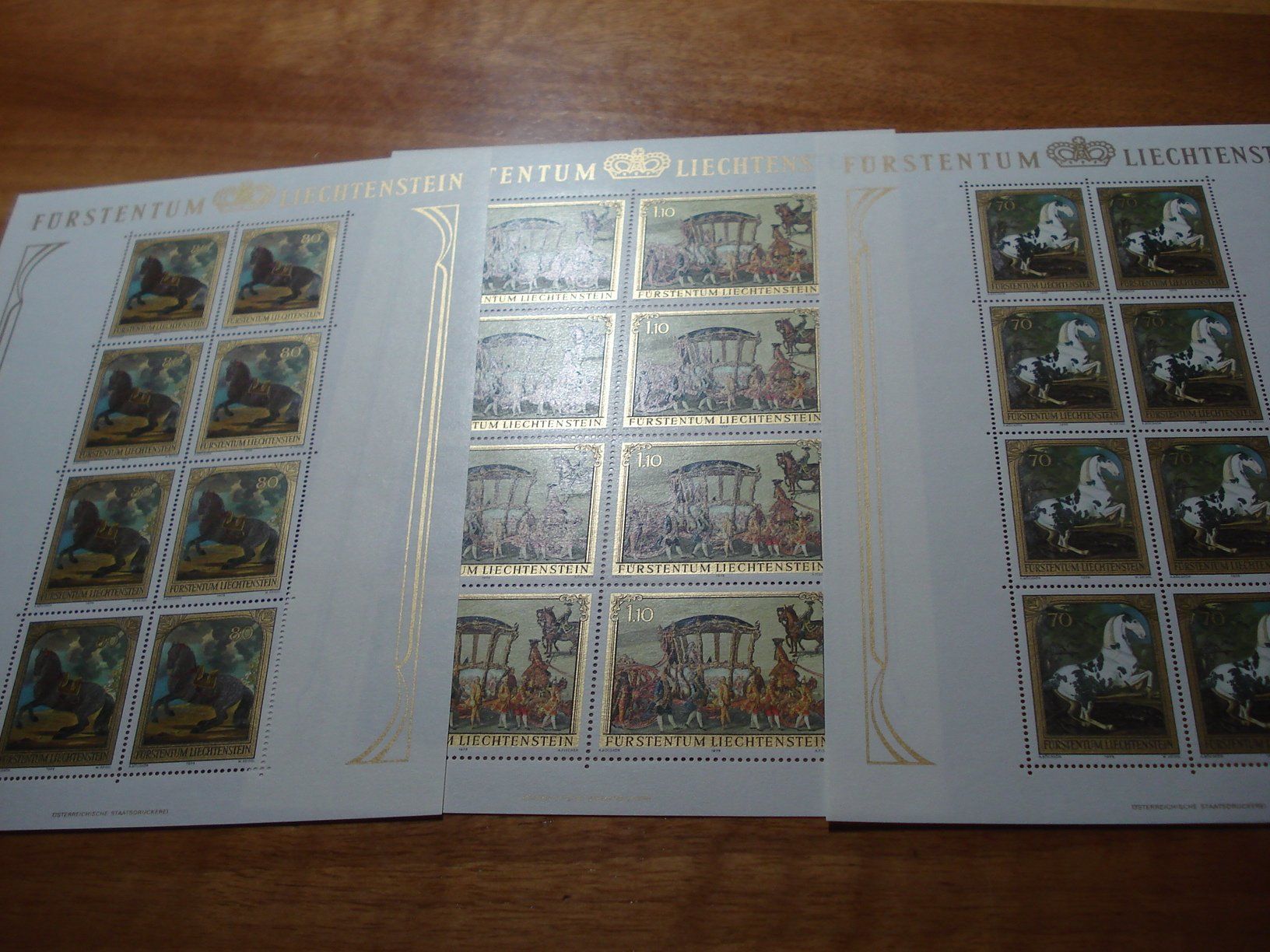 Alle Briefmarken: Bogensatz Liechtenstein Pferd + Kutsche, ** – Gebraucht aus Niederwil AG von morostahu