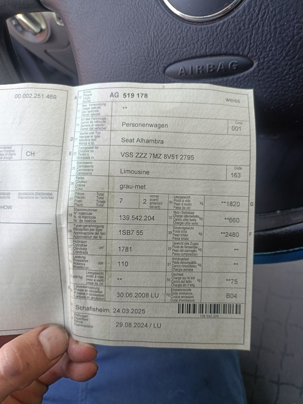Seat Automobili: Seat Alhambra, 7Plätzer, Automat – Usato da Safenwil venduto da eichhof01 4