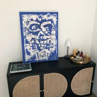 Scarface Expressionismus Pop Art Kunst Acryl Bild Blau Urban