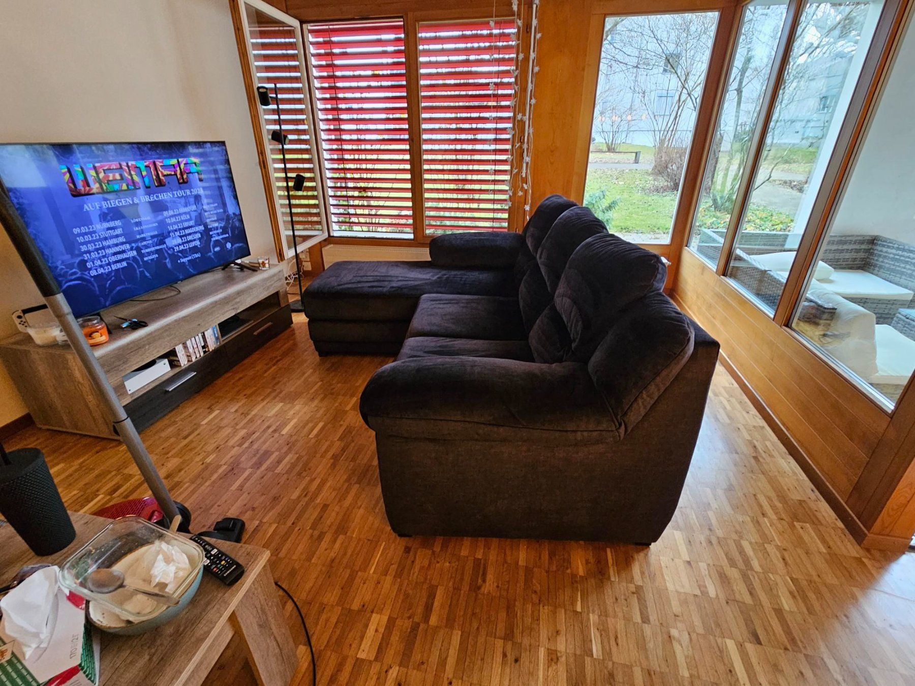 Sofas: Vintage Ecksofa im 90er-Stil | Anthrazit | Samt – Gebraucht aus Hinwil von _chlini 1