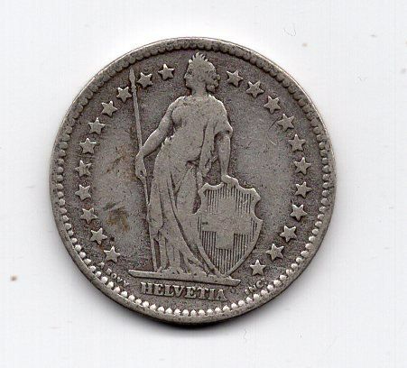 Tutti le monete: (657) Schweiz, 2 Franken 1875 – Usato da Rüthi (Rheintal) venduto da erdnuessli1 1