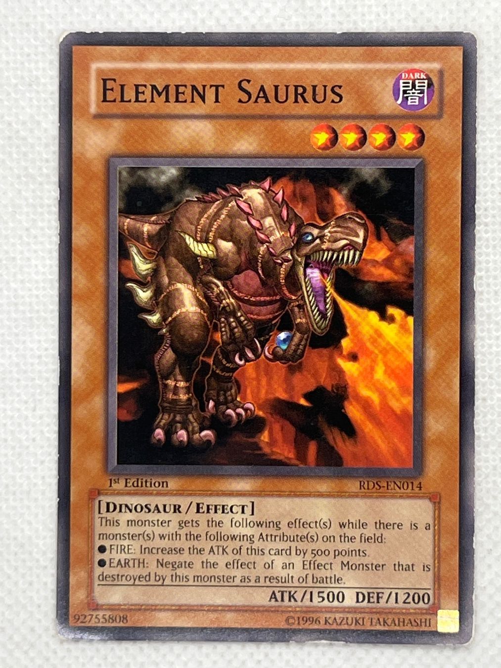 Yugioh Sammelbilder & Trading cards: Yu-Gi-Oh! Element Saurus RDS-EN014 Englisch Common 1. Auflag – Gebraucht aus Hinterkappelen von Kim1992