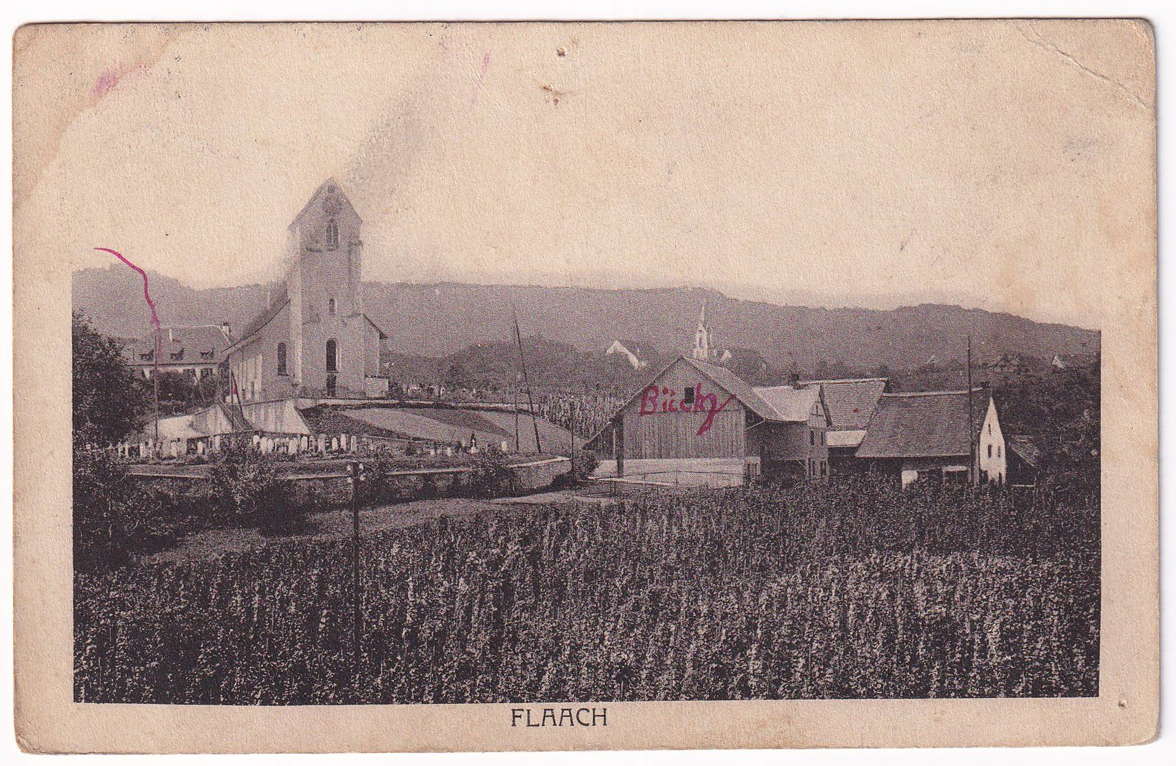Cartes postales: Flaach  1923 – Défectueux à Cormoret par Pascalll2001