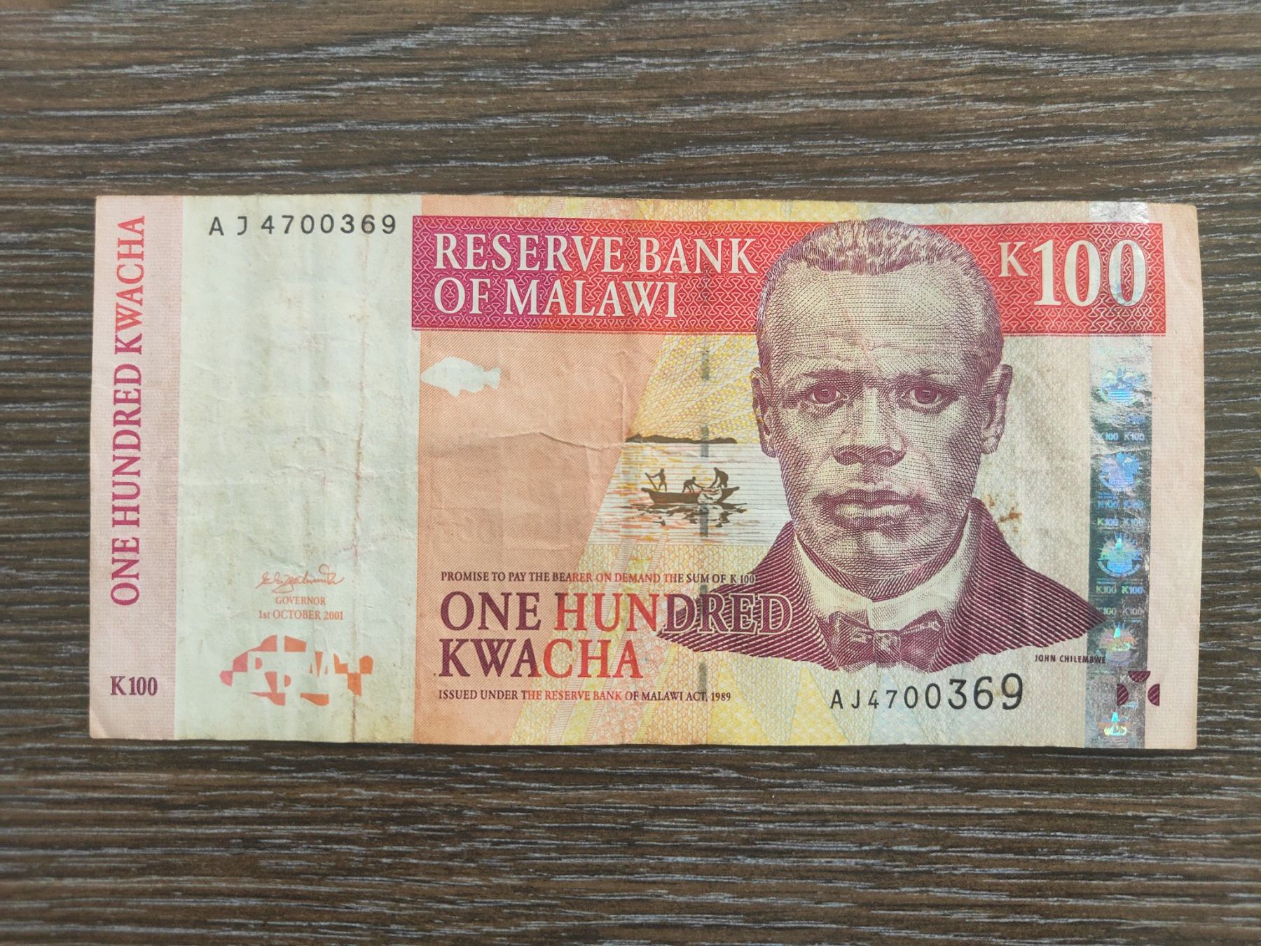 Banknoten: Malawi 100 Kwacha 2001 !!!!!! – Gebraucht aus Flaach von Lonzo99