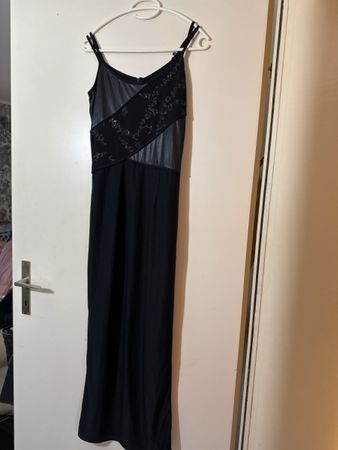 Elegantes, langes, schwarzes Abendkleid, Grösse 36 wie neu