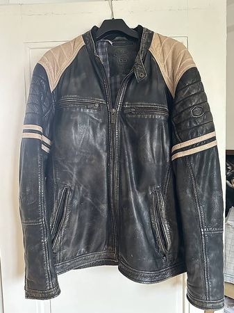 Camp David schwarze Lederjacke im Bikerstill 2XL