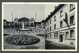 AK sw Basel BS Centralbahnplatz Hotel Vogt & Flügelrad 1953 