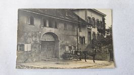 Très ancienne carte postale, agriculteur avec charrette