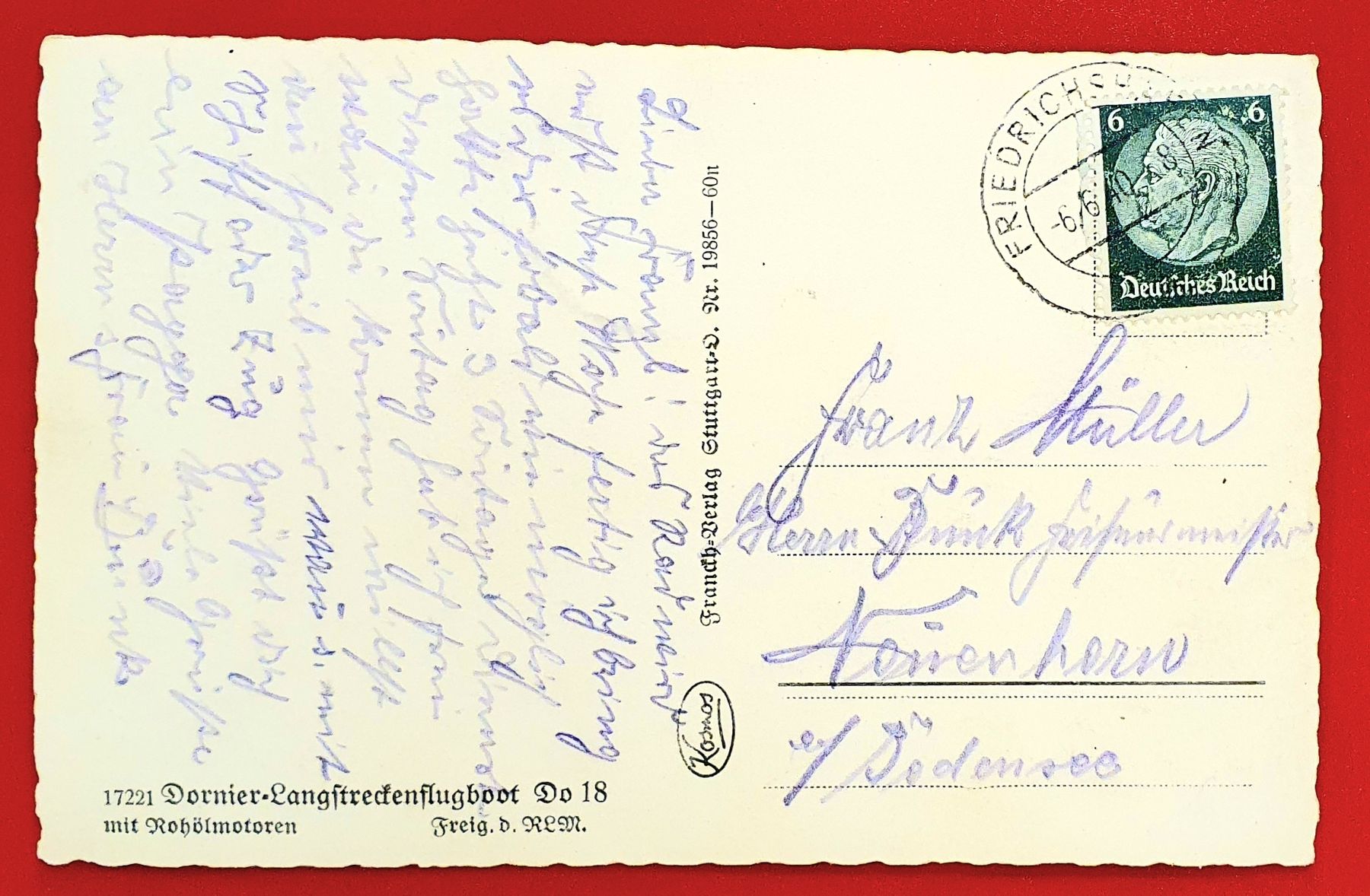 Cartoline postali: Dornier-Langstrecken Flugboot Do-18 – Usato da Kreuzlingen venduto da Rschweiz1 1