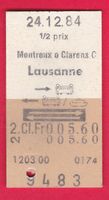 KARTON BILLETT, MONTREUX - LAUSANNE, 2.KLASSE,RETOUR,HALBTAX