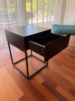 2 schwarze Nachttische mit Schublade, hohe Qualität