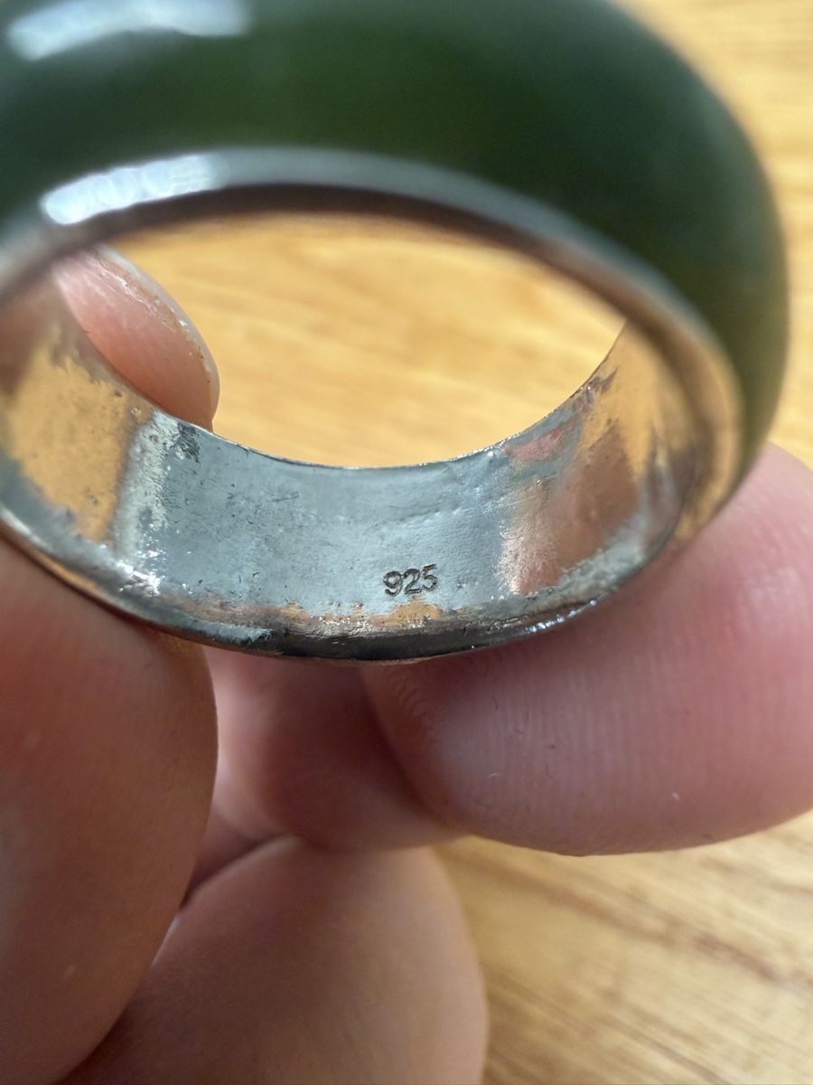 Anelli: Eleganter Jade Ring mit 925er Silberband – Usato da Horn venduto da HanSolo. 1