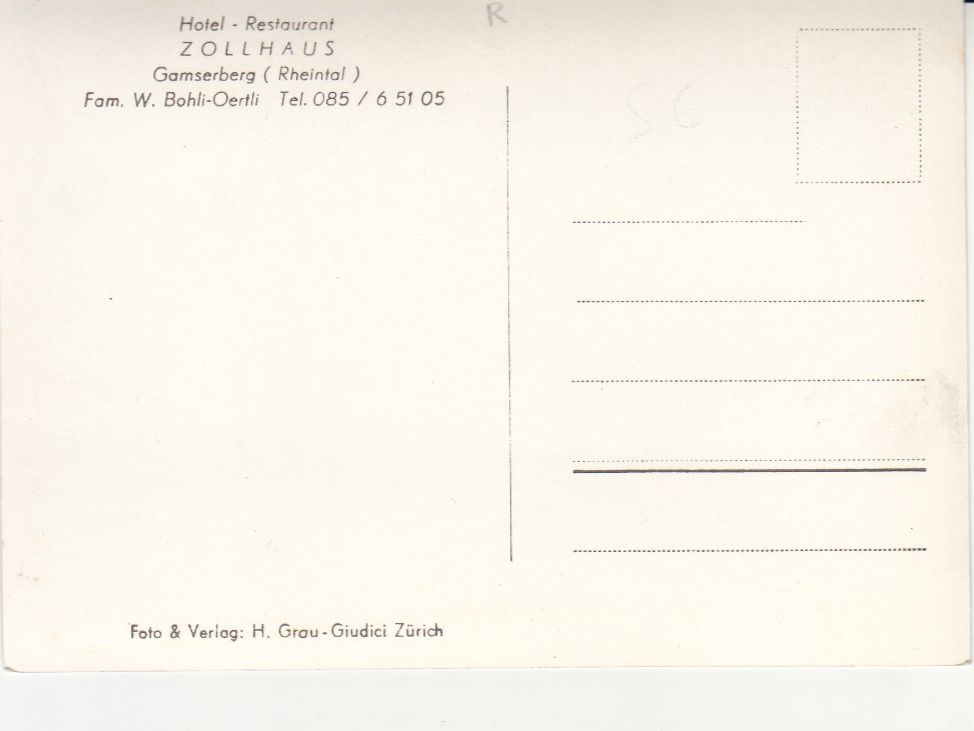 Cartoline postali: Gamserberg Zollhaus ca. 1950 – Usato da Bürglen TG venduto da StampGraf 1