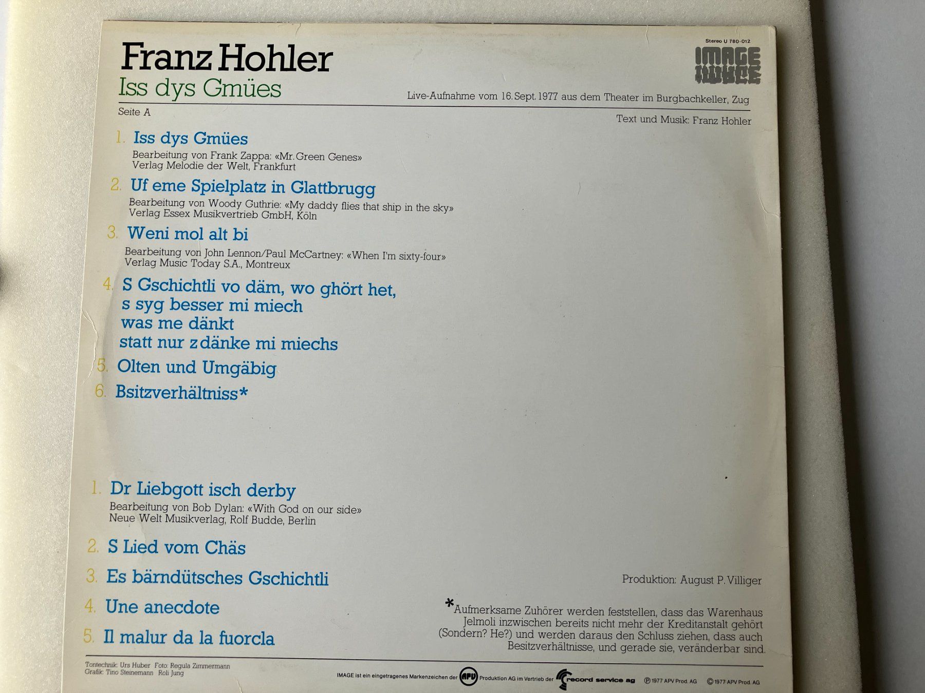 Vinyles: Franz Hohler – D'occasion à Aarwangen par Jukebox3 3