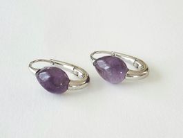 Silber 925 Creolen mit Amethyst Tropfenform - NEU