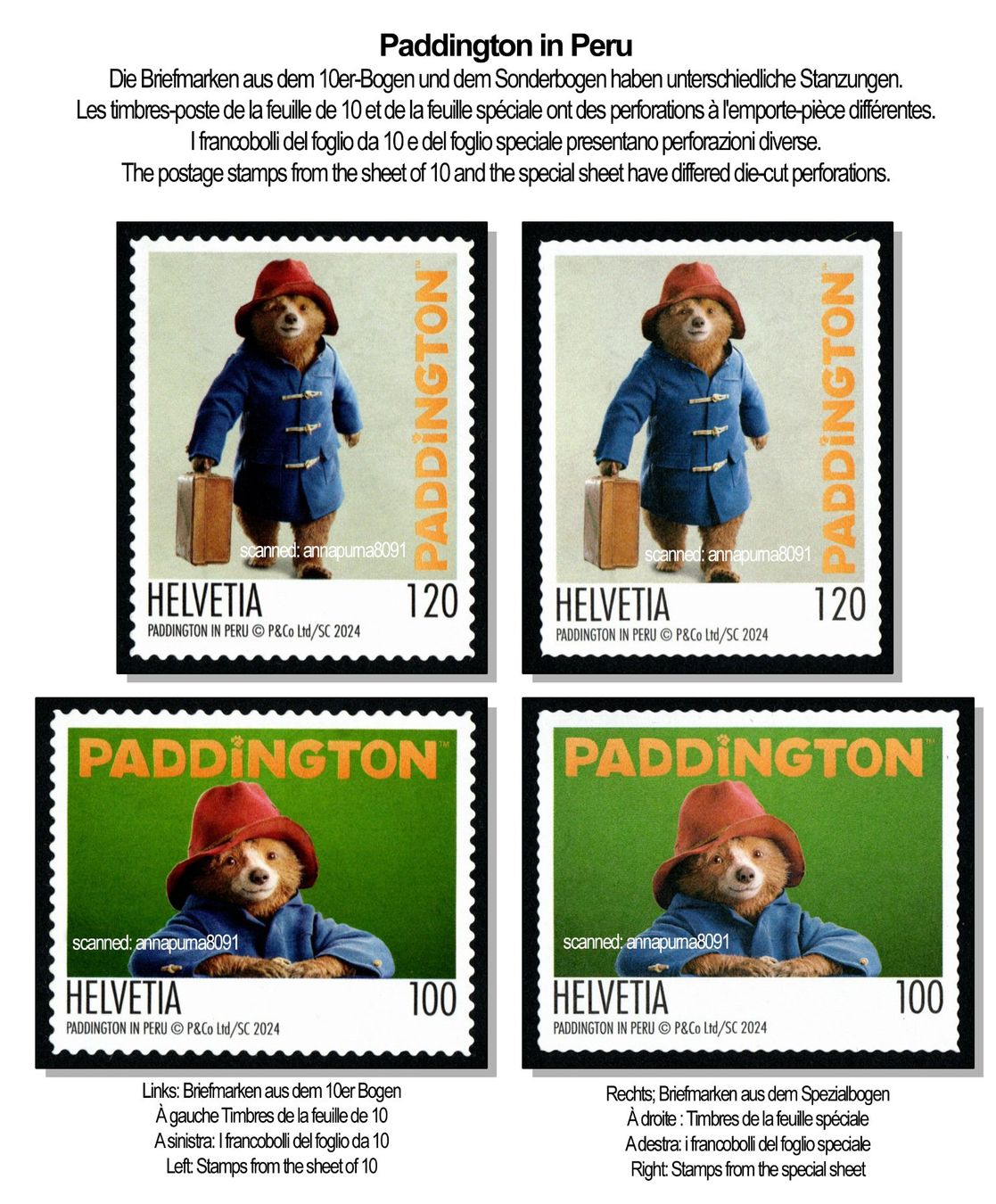 Tutti i francobolli: Schweiz 2024 Paddington in Peru ** – Nuovo (secondo la descrizione) da Pfäffikon SZ venduto da ANNAPURNA8091