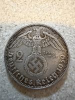2 Reichsmark 1939 Hindenburg Münze Deutsches Reich Silber 