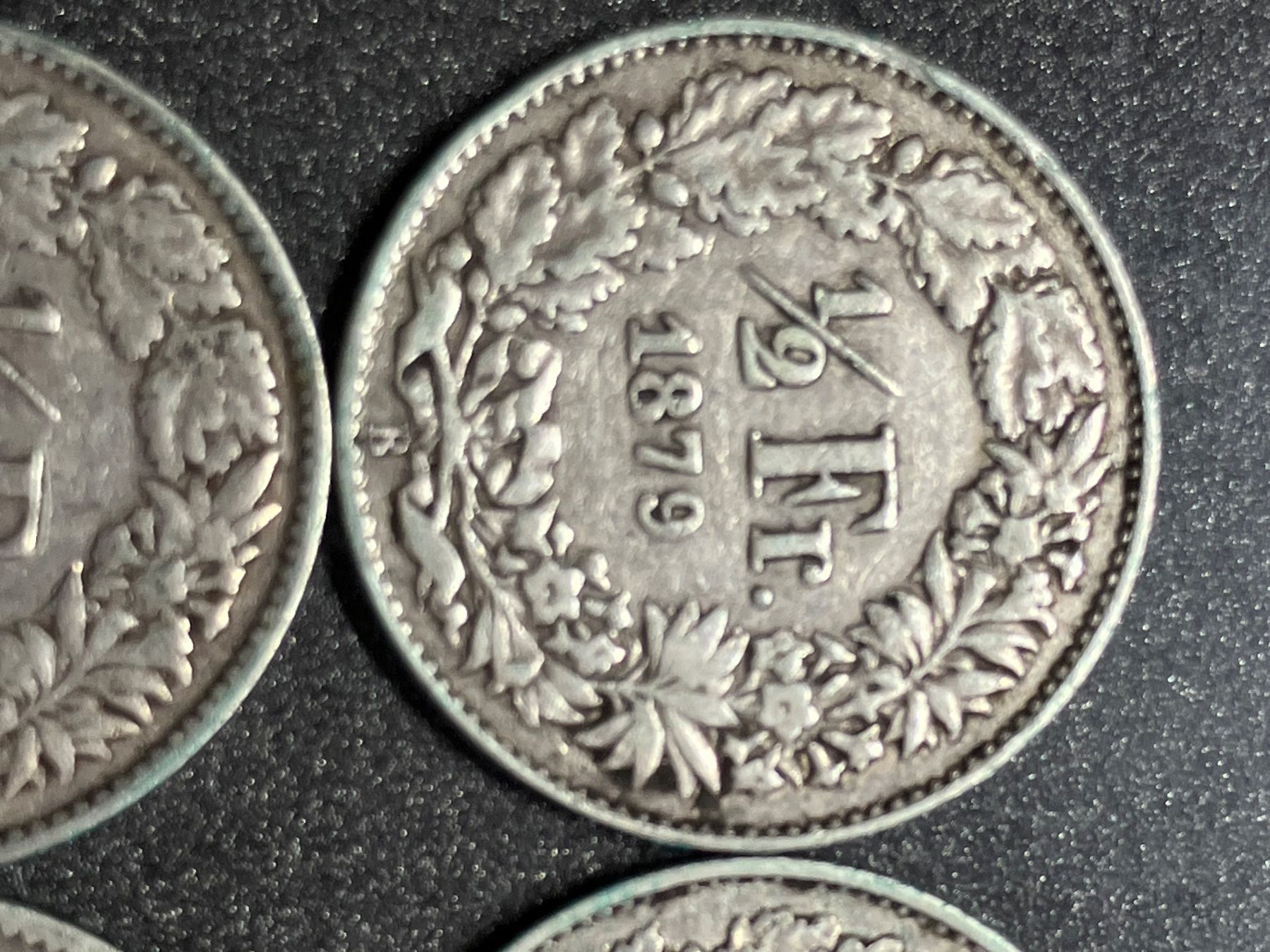 Tutti le monete: 4  x 50 Rappen  1875 - 1882 – Usato da untervaz venduto da Wingert 1