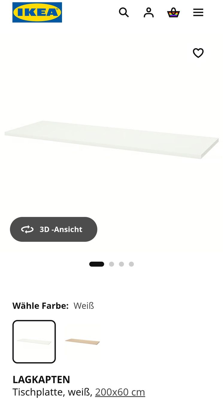 Ikea Scrivanie: Tischplatte weiss 60x200cm IKEA – Usato da Luzern venduto da mewo 2