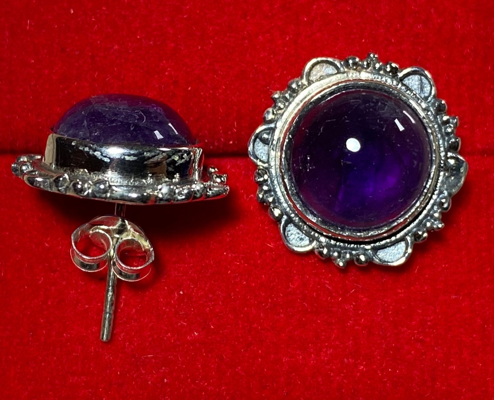 Orecchini pendenti & Orecchini a lobo: orientalische Silber Ohrstecker mit Amethyst – Nuovo e nell'imballaggio originale da Laax GR venduto da krippenfiguren-laax 1