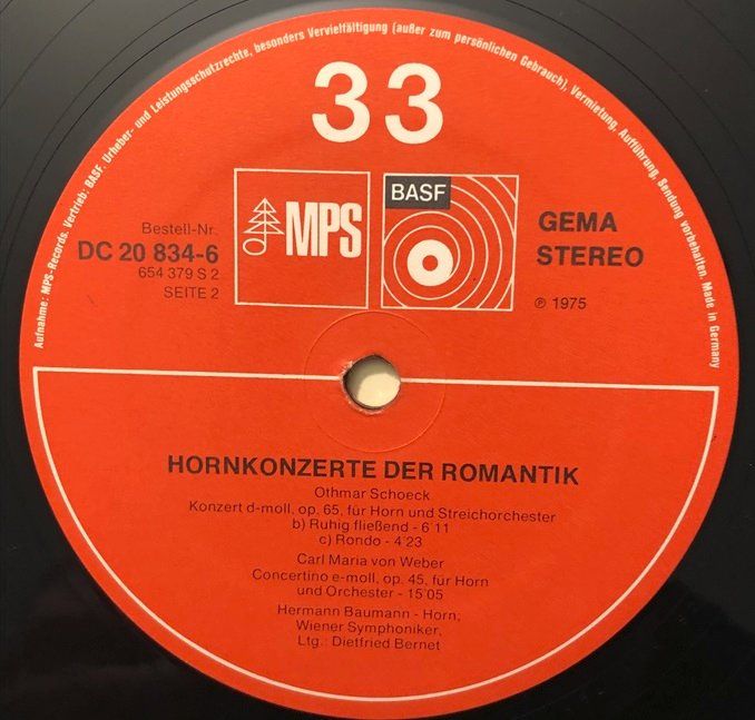 Dischi in vinile: Hornkonzerte der Romantik (LP, Hermann Baumann) – Usato da Grüningen venduto da azulrojo 3