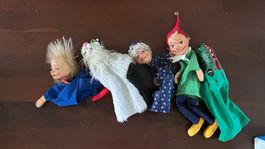 Vintage Handpuppen Set, 5 Stk., Kasperlitheater, Top!