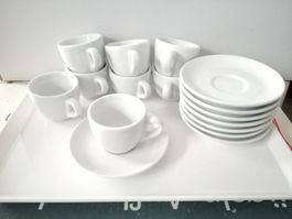 IPA Espresso Tassen Set 8 Tassen & Unterteller weiss